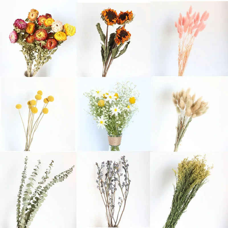 

Natural Dried Flower Sunflower Eucalyptus Cotton DIY Decor For Home Wedding Party Creative Bouquet Photo Props Room Ornament