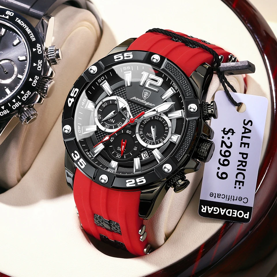 POEDAGAR Fashion Men Watch Luxury Waterproof Luminous Chronograph Date Man Wristwatch Military Quartz Men's Watches High Quality