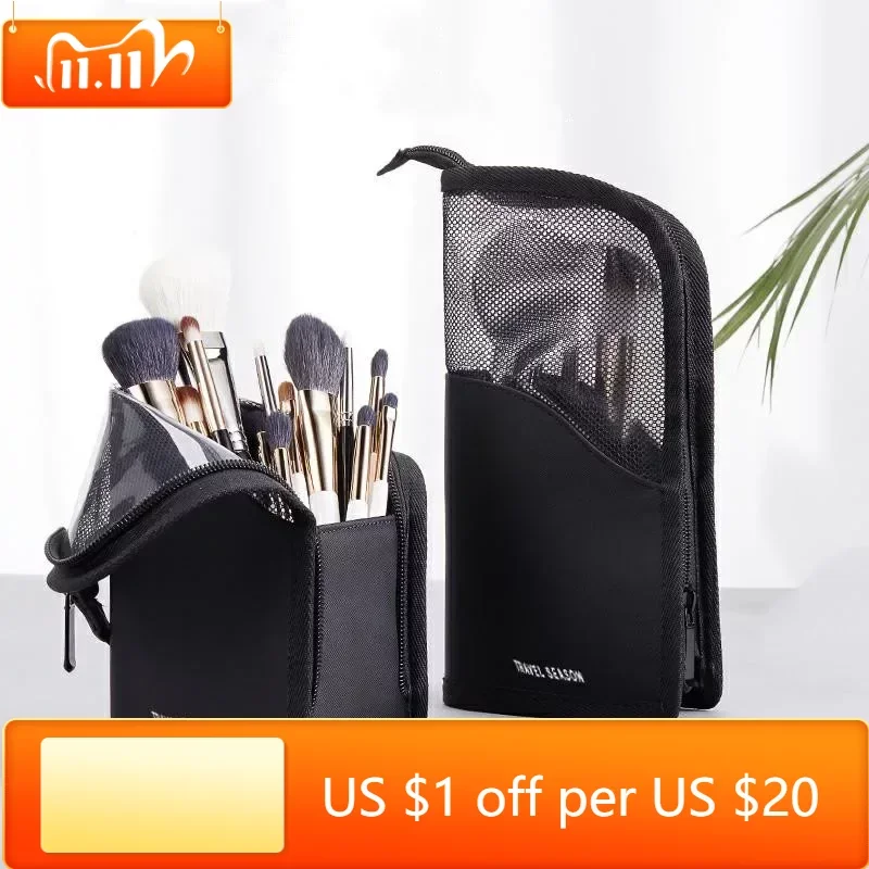 

1 Pc Stand Cosmetic Bag for Women Clear Zipper Makeup Bag Travel Female Makeup Brush Holder Organizer Toiletry Bag