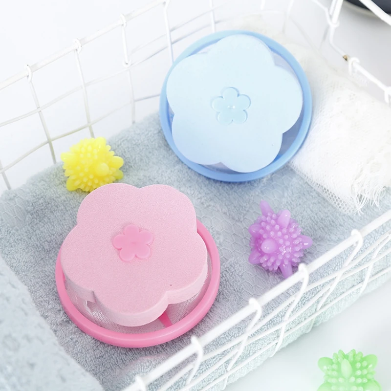 2PCS Or 1PC Washing Machine Filter Bag Cute Flower Shape Floating Washing Machine Hair Remover Filter (Single Pack Color Random)