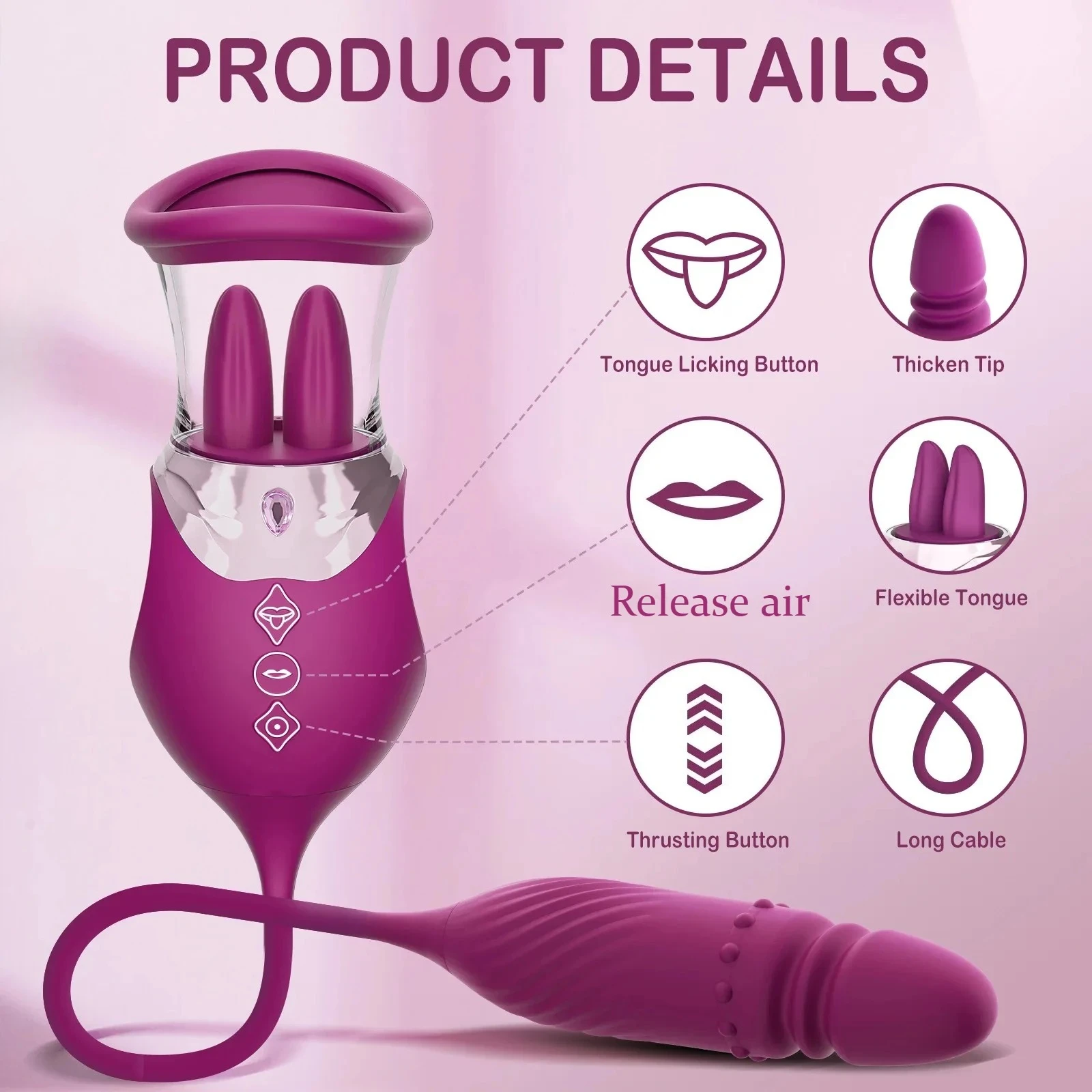 4-In-1 Rose Thrusting Sucking Dildo - Image 5