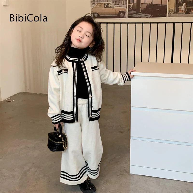 

Autumn 2022 New Children's Wear Baby Girl's Korean Small Fragrant Sweater 2 Pieces Baby Set 2-7 Years Old Casual Clothing Sets