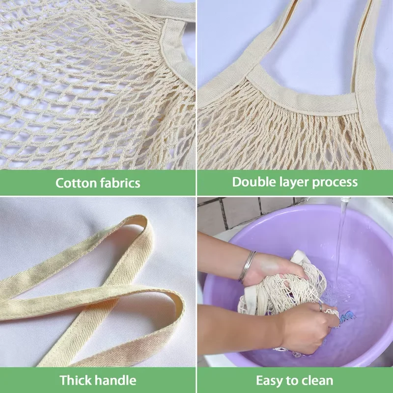 Cotton String Shopping Tote Bags 1/2pcs Fruit Vegetable Storage Organizer Reusable Washable Grocery Eco Friendly Mesh Bags
