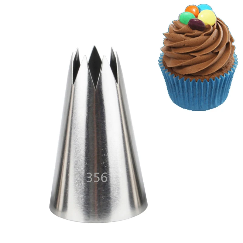 Large Piping Nozzle 4 PCS Tip Cake Decorating Stainless Steel Cake Icing Nozzles Piping Tips Cake Piping Nozzles Tips Kit for Baking DIY Cookie Cream Cupcake Decorating 