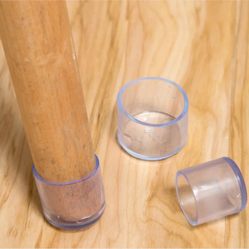 4PCS Transparent Silicone Chair Leg Cover Square/Round Non-slip Furniture Feet Caps Furniture Leveling Feet Hole Plug Dust Cover