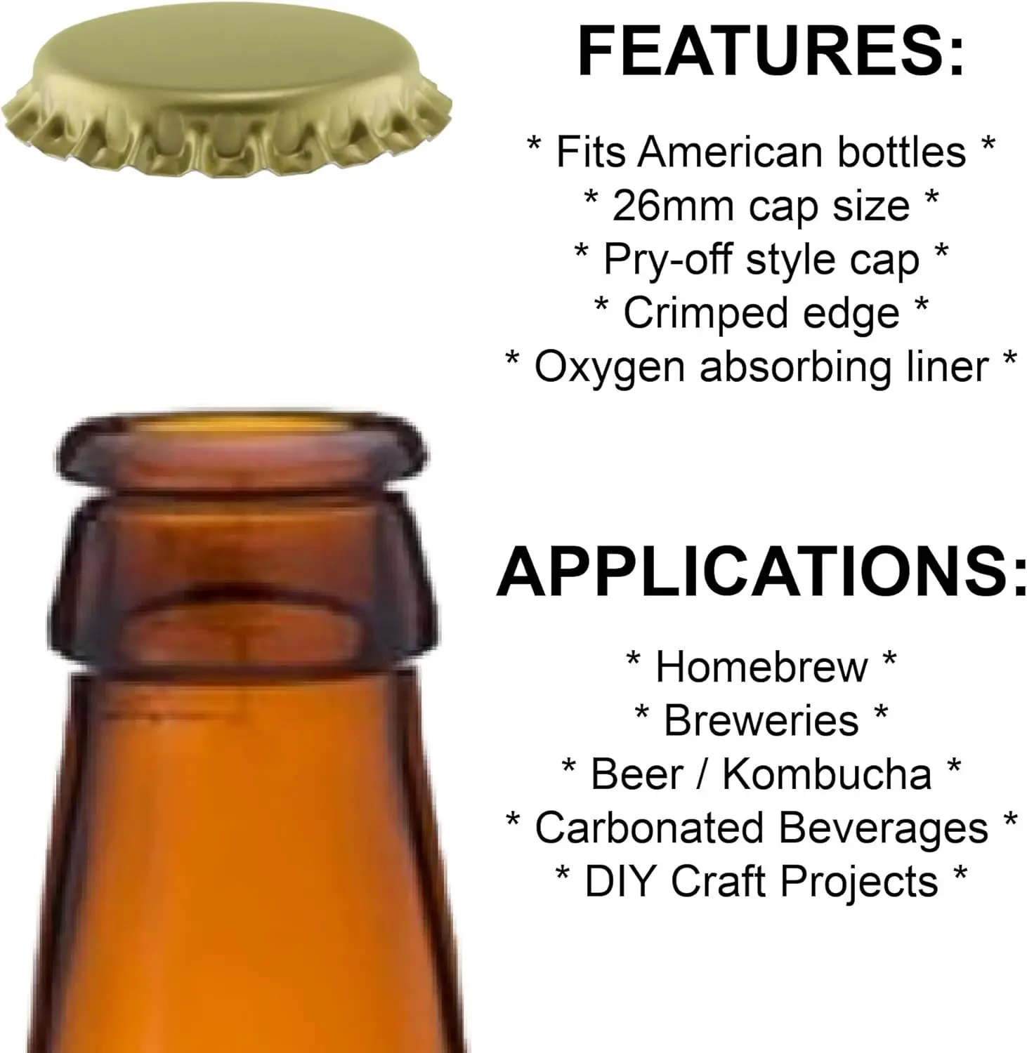 Beer Bottle Crown Caps Oxygen Absorbing Seal Beer Bottle Caps for Home Brewing 100Pcs/Lot