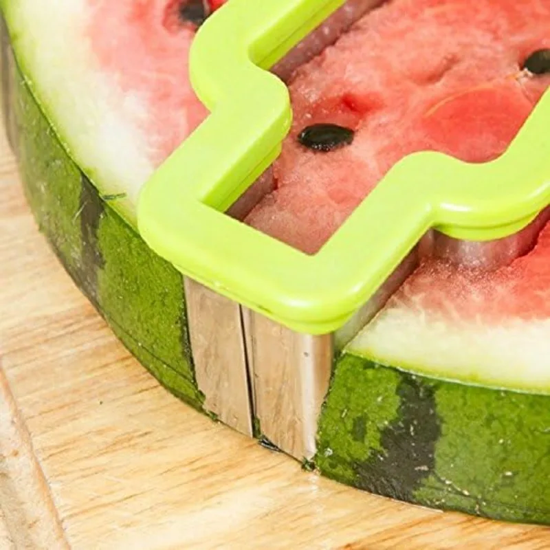 Watermelon Fruit Cutter Stainless Steel Popsicle Shape Slicer Melon Cutting Mold Kitchen Tool for Kids Summer Snacks Fruit Salad