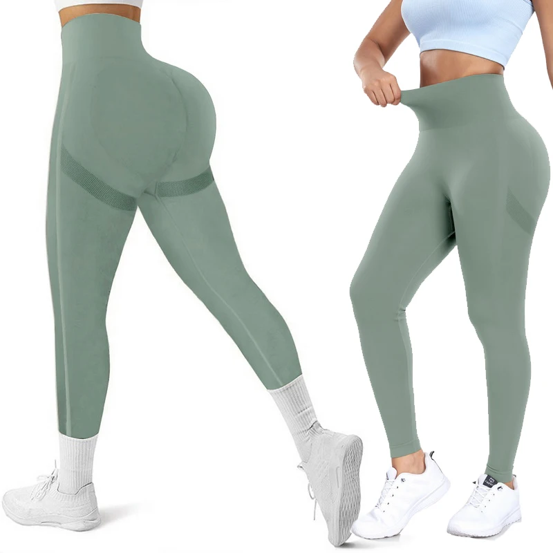 Soft Fabrics High Waist Tights Push Up Breathable Gym Woman Sports Leggings