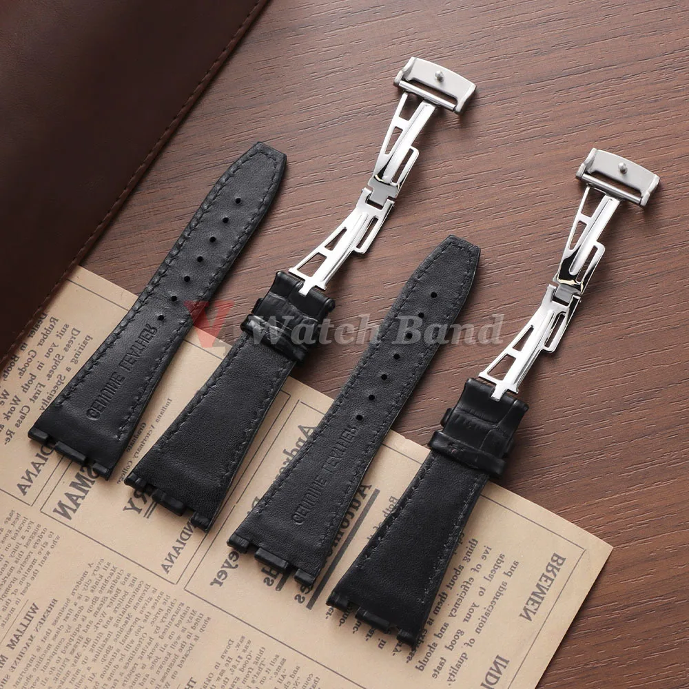 Premium Leather Watchbands - 27mm Cowhide Straps with Folding Buckle