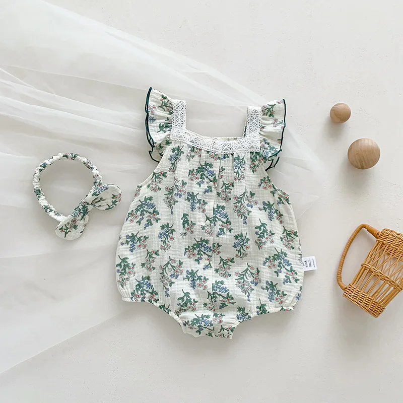 

LILIGIRL Summer Baby Clothes Floral Girls Bodysuit Ruffle Sleeve Girl One Piece neonato abbigliamento