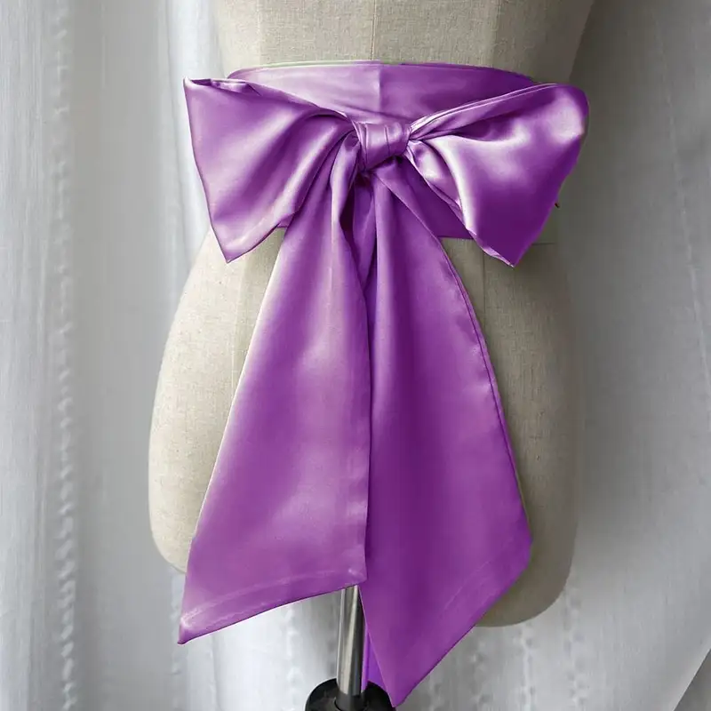 Satin Silk Bow Corset Waist Belt Wide DIY Bowknot Fabric Ribbon Cummerbunds Decorative Waist Cover For Women Lady Girl Bridal - Image 5
