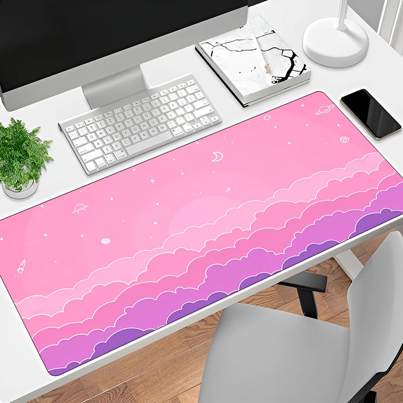 

Kawaii Clouds Pink Table Mat Laptop Office Desktop Decor Mouse Pad xxl Mousepad Large Gaming Gamer Cute Deskmat Cartoon MousePad