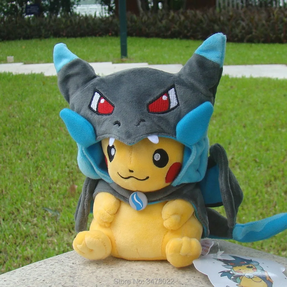 2025???4 Stile Cosplay Pokemon Plüsch Mega Shiny Charizard XY Pikachu Umhang Stofftier Cartoon Weiche Puppe – Detail 12