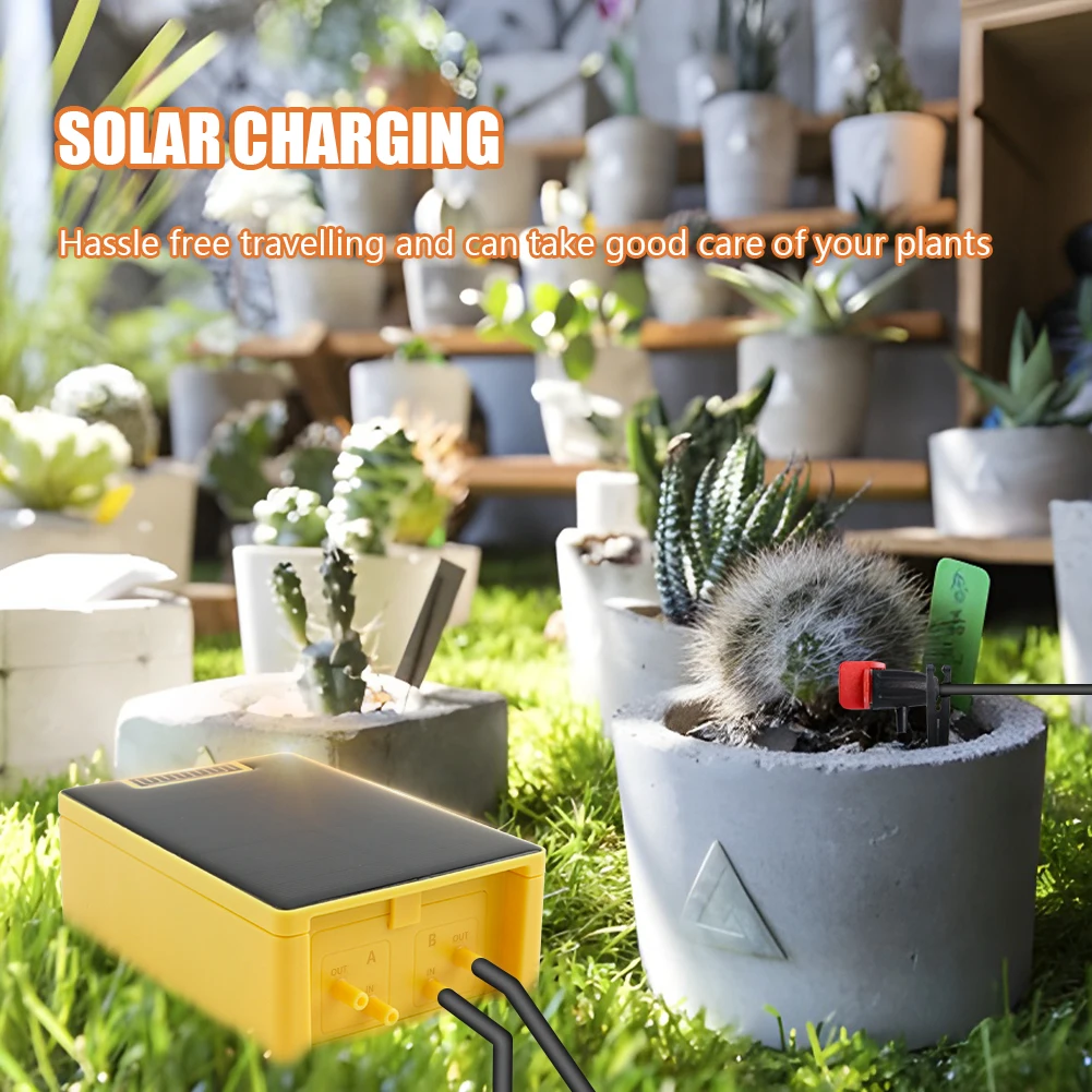 Automatic Drip Irrigation System Solar Powered Dual Pump Water Timer Rain Sensor