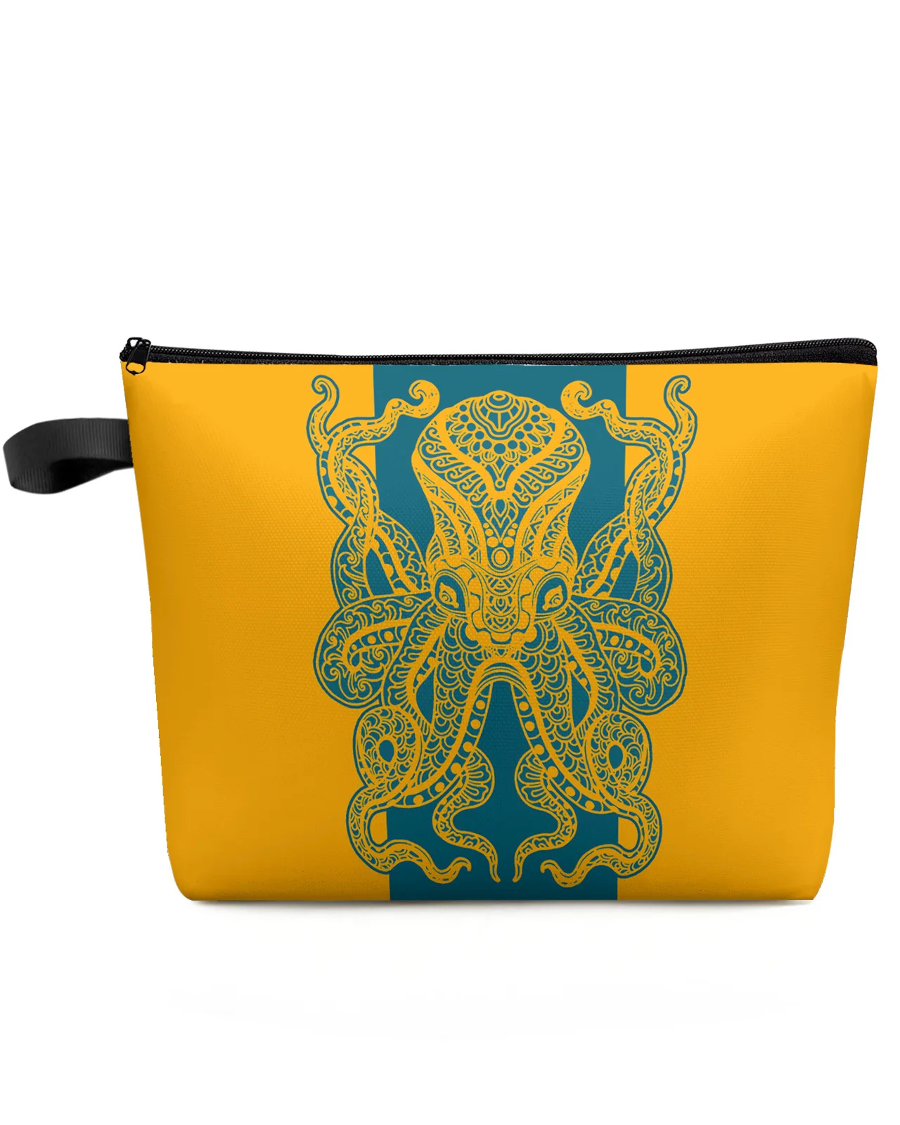 

Summer Yellow Green Striped Octopus Makeup Bag Pouch Travel Essentials Women Cosmetic Bags Toilet Organizer Storage Pencil Case