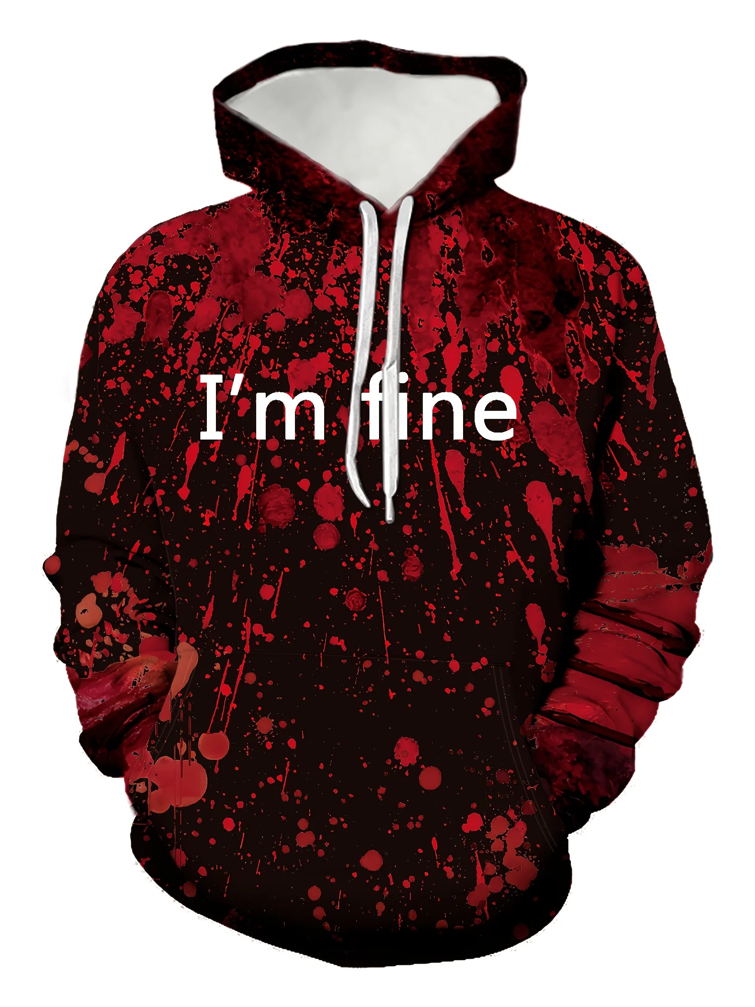 Sudadera con capucha para hombre de Halloween con estampado 3D de calavera con sangre goteante, sudadera con capucha fina unisex con estampado de letras y festival de terror de moda de otoño