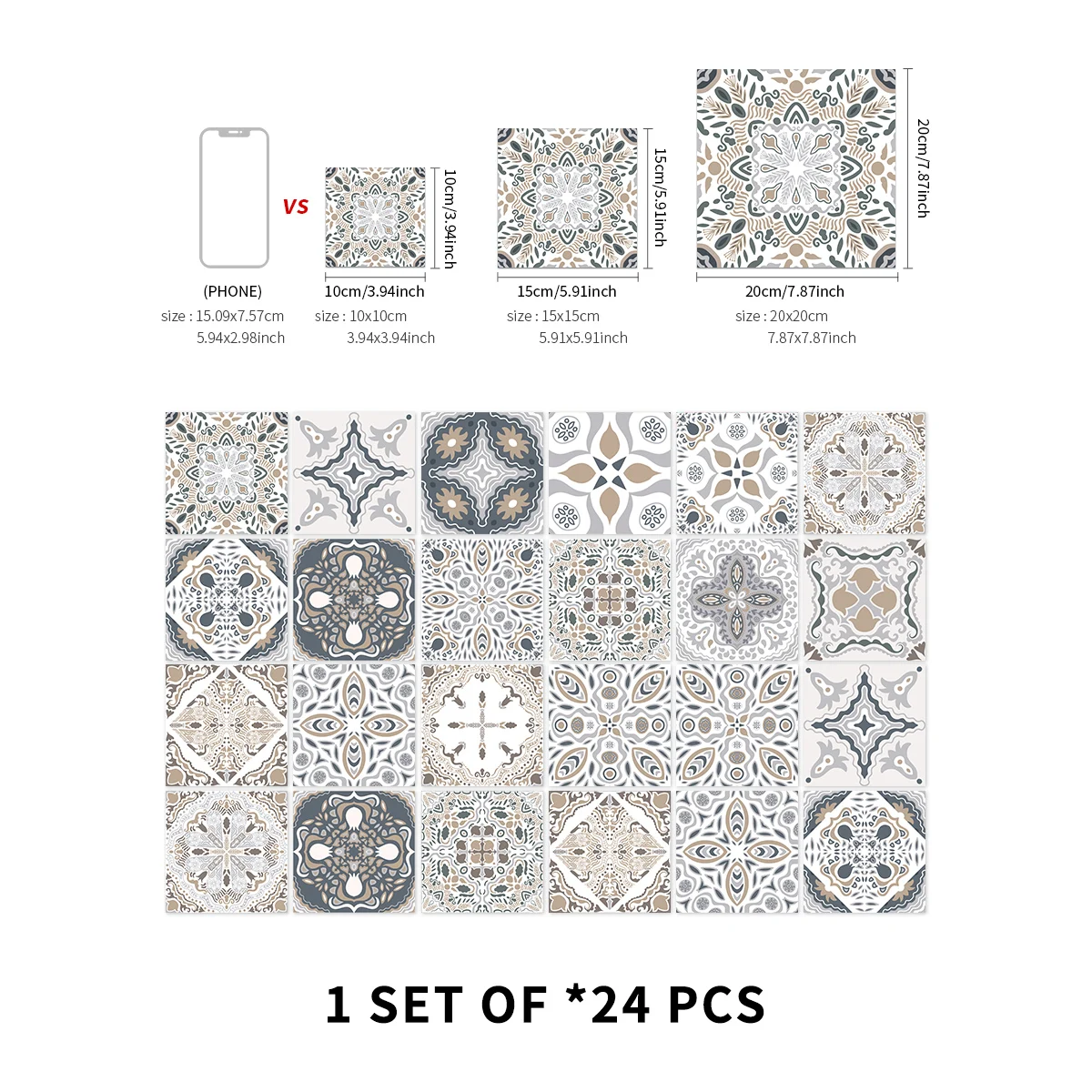24PCS European Style Wall Art Wallpaper Self-Adhesive Waterproof Tile Room Decoration Kitchen Bathroom Crystal PVC Wall Sticker wall stickers