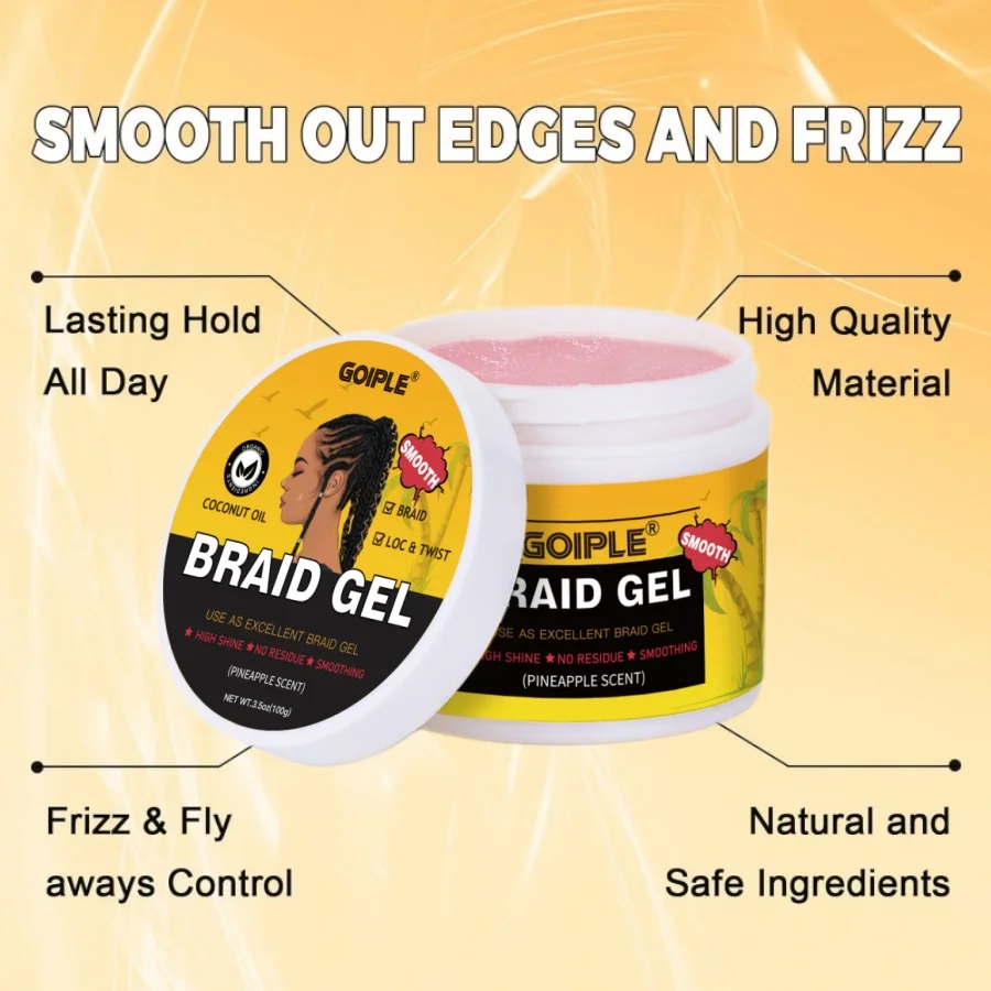 GOIPLE Natural High Shine Residue Free Braid Gel for Locks and Twist Cornrows Smooth Styling Cream Clips Comb Modeling Products 2