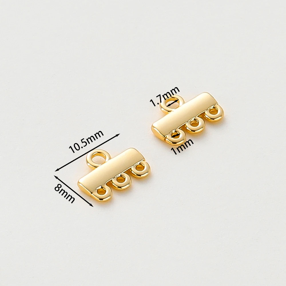 14K/18K Gold Color Plated Brass Layer Necklace Bracelet Clasp Bails 4 Loops Drop Earring Chain Connector for DIY Jewelry Making - 2