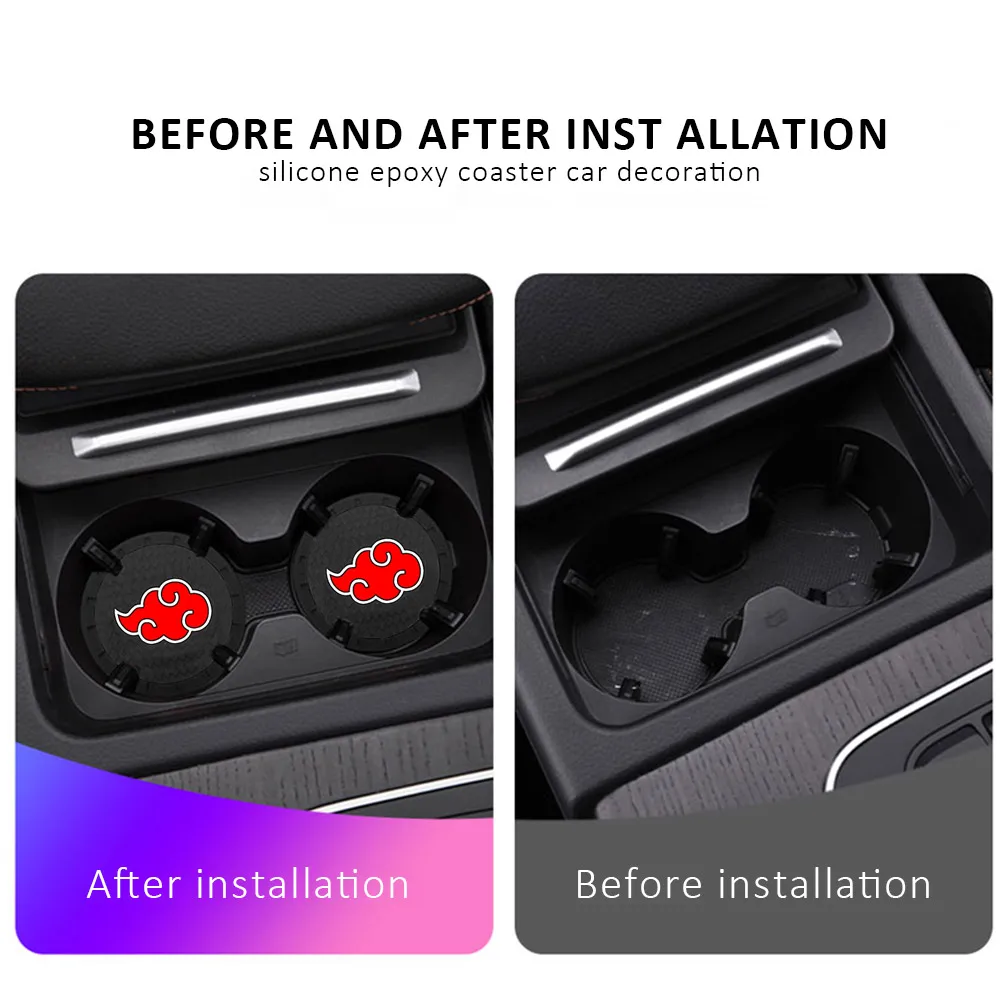 2PCS/LOT 6.6CM Car Anti Slip Mat Coaster Car Water Cup Slot Decorate Accessories Case Red Cloud Scaling Anime Auto Styling