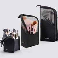 Foldable Makeup Brush Storage Bag Travel Cosmetic Portable Organizer Zipper Makeup Pouch Breathable Brushes Holder Stand-Up Bag 2