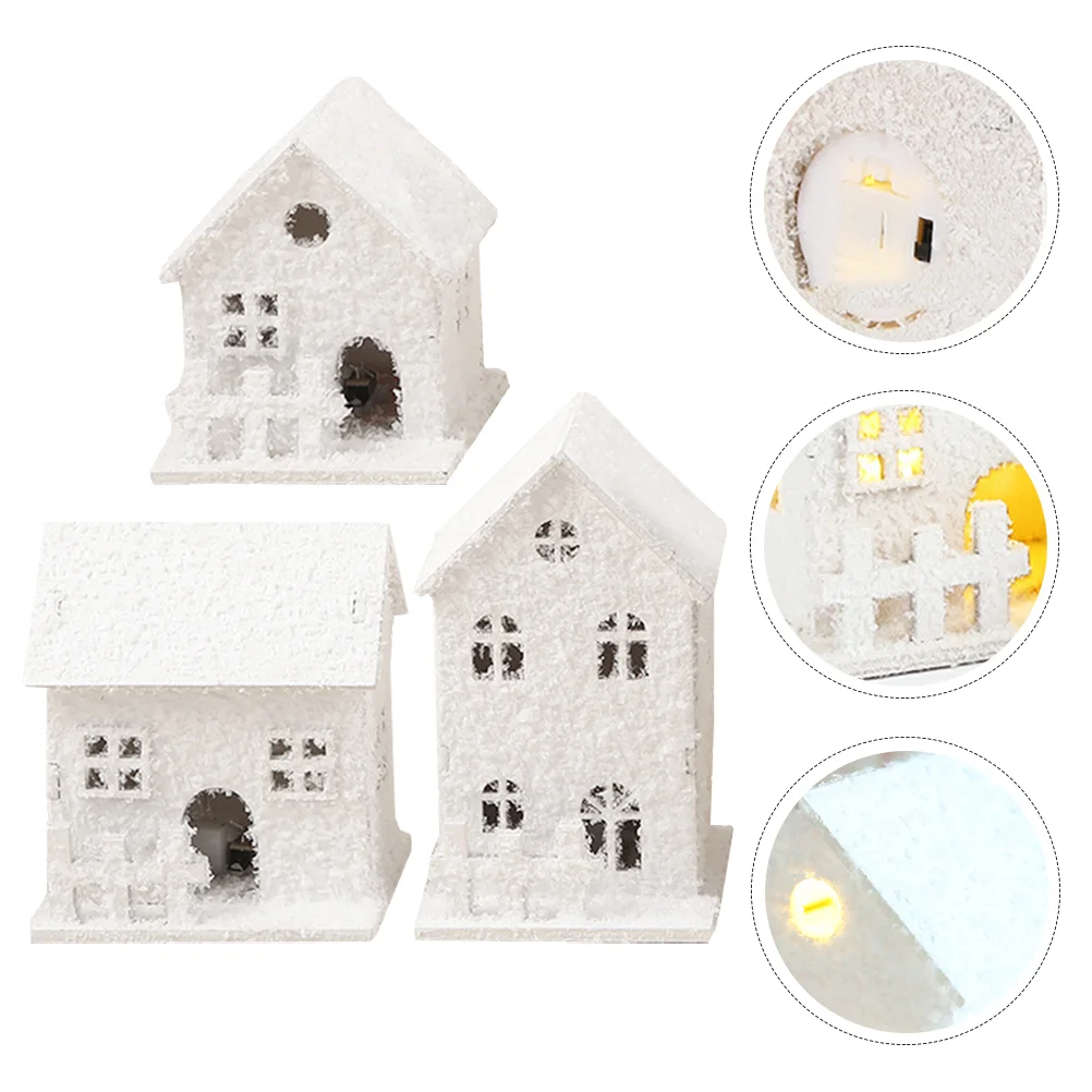 

Christmas Glowing Houses Wooden Cabins Lovely Xmas House Christmas Decorations Home Fairy Night Lamp Pendant Kids Gift
