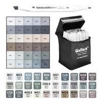 Ginflash Fine&Chisel Tipped Art Marker Gray Tones Brush Pen Sketch Alcohol Based Markers Dual Tip Manga Drawing Art Supplies