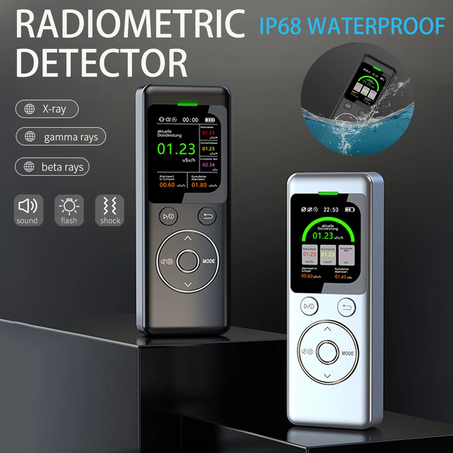 2024NEW GM02 Geiger counter Waterproof Nuclear Radiation Detector X-ray Beta Gamma Radioactivity detector for Nuclear wastewater