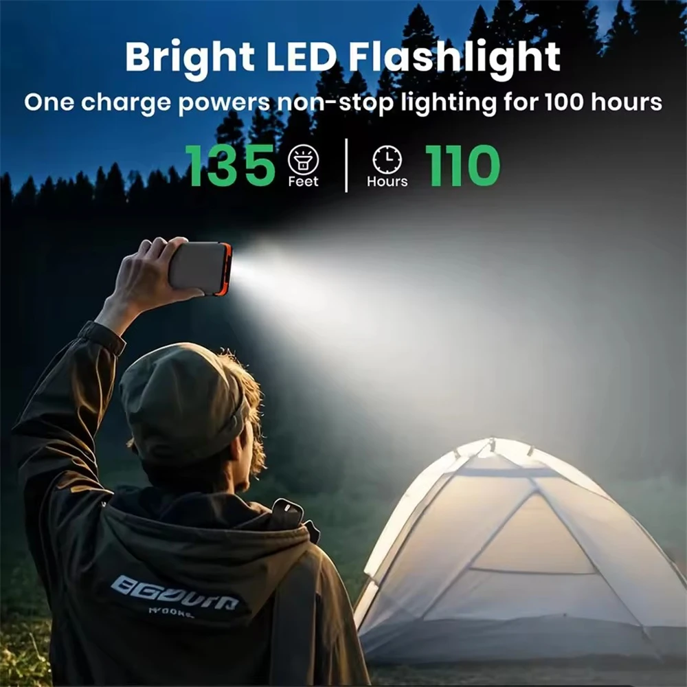 10000/20000mAh 태양광 보조베터리 접이식 태양광 패널 LED 라이트 손전등 휴대용 야외 캠핑 야외 여행용 태양광 발전기