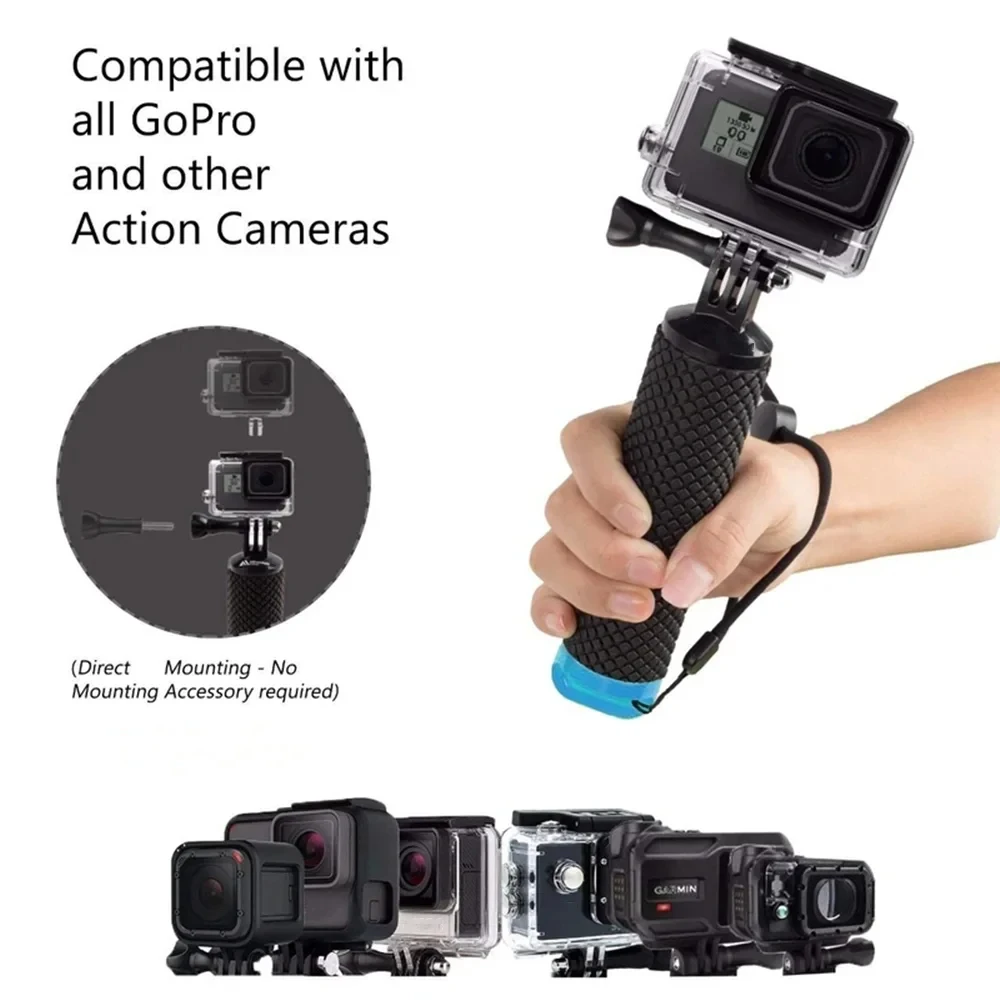 Support de poignée pour caméra d'action GoPro, blanc/noir, PVC durable