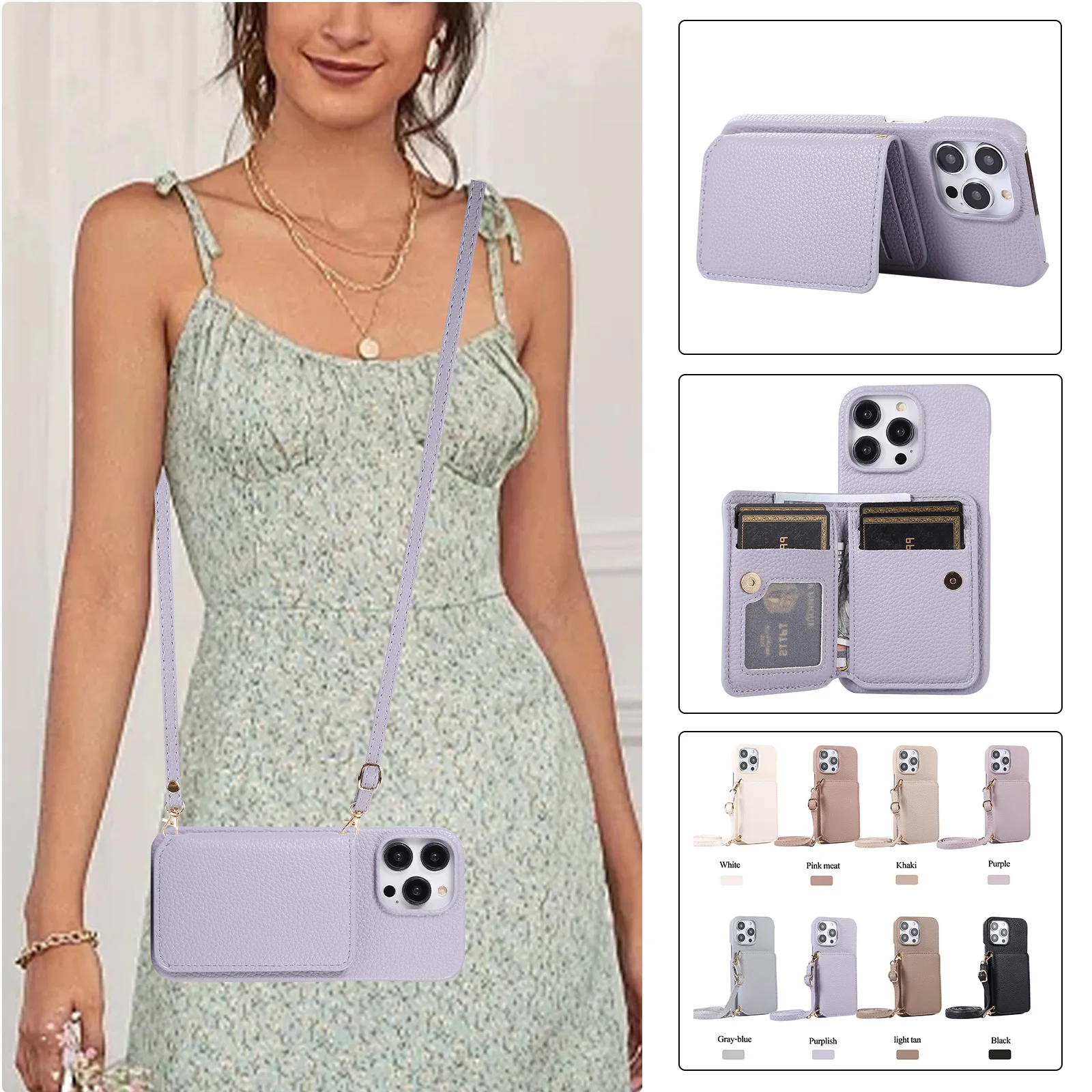 Card Holder Wallet Leather Phone Case for IPhone 15 14 Plus 13