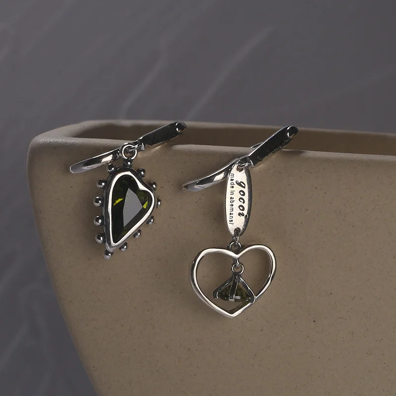 

Prevent Allergy Silver Color Earrings for Women Trendy Elegant Vintage Creative LOVE Heart Zircon Party Jewelry
