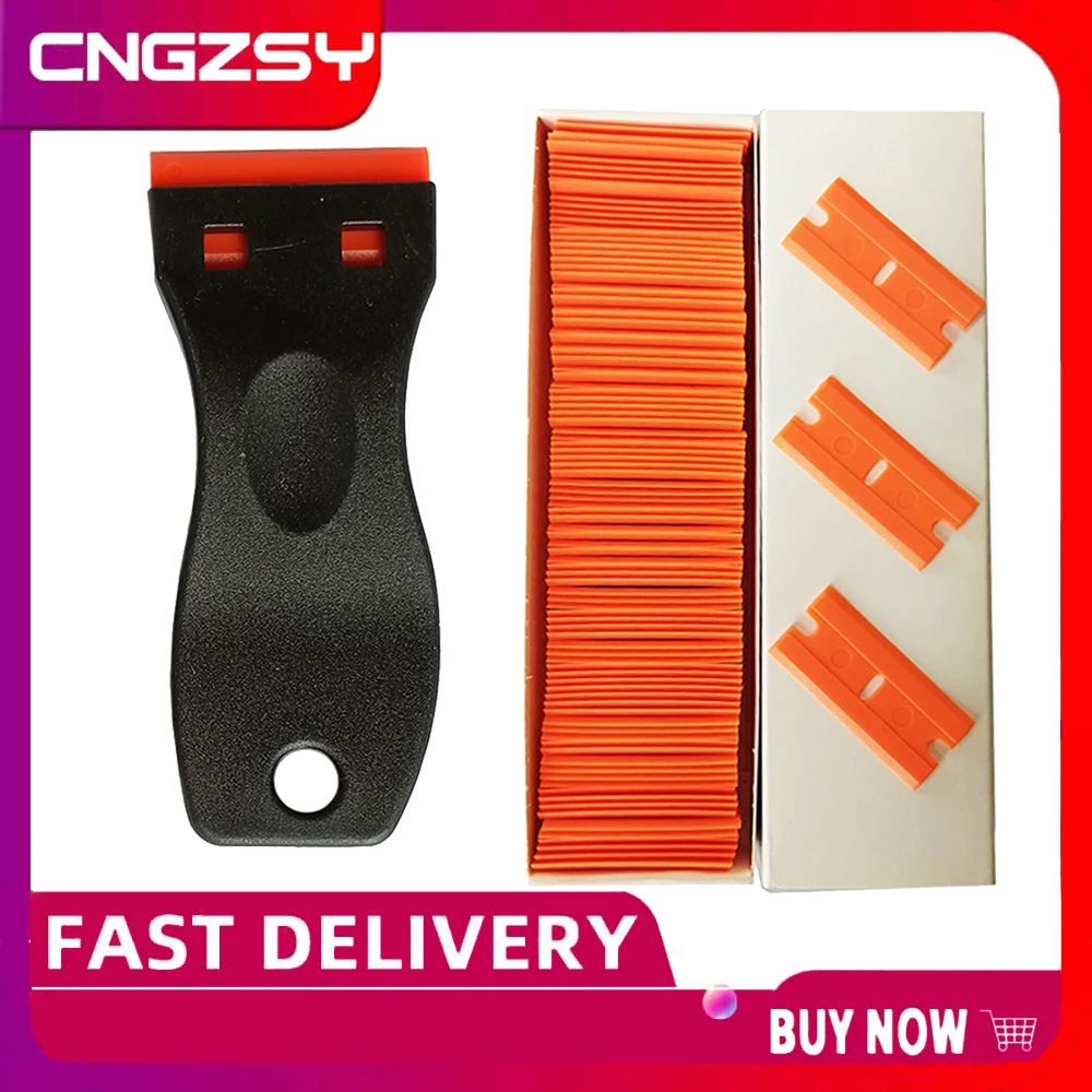 Car Glass Cleaning Razor Scraper Plastic Blade Squeegee Window Tint Sticker Glue Ceramic Remover Carbon Wrap Tool E17 foshio bluemax rubber strip blade handle squeegee car ice scraper cleaning tool snow shovel glass water wiper window tint wrap