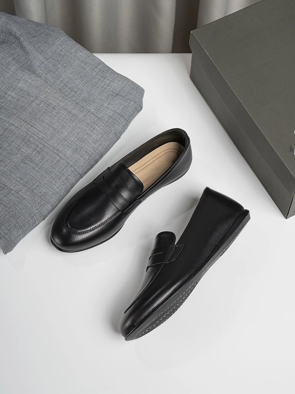 Maxdutti French Vintage Leather Flat Shoes With Soft Comfortable Fashion Ladies Cowhide Slip-On Loafers Women