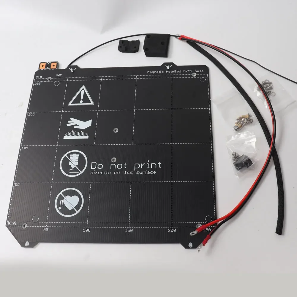 Prusa I3 MK2.5S 3D 프린터 MK52 가열 베드, 12V 조립 N35UH 자석 전원 케이블 서미스터, 섬유 슬리브 I3 Mk2.5 가열 베드