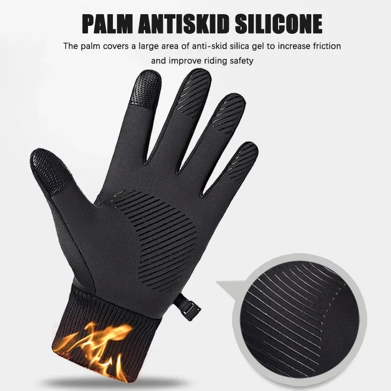 Men Gloves Winter Thermal Waterproof Cycling Motorcycle Gloves Full Finger TouchScreen Outdoor Running Skiing Gloves Non-slip 2