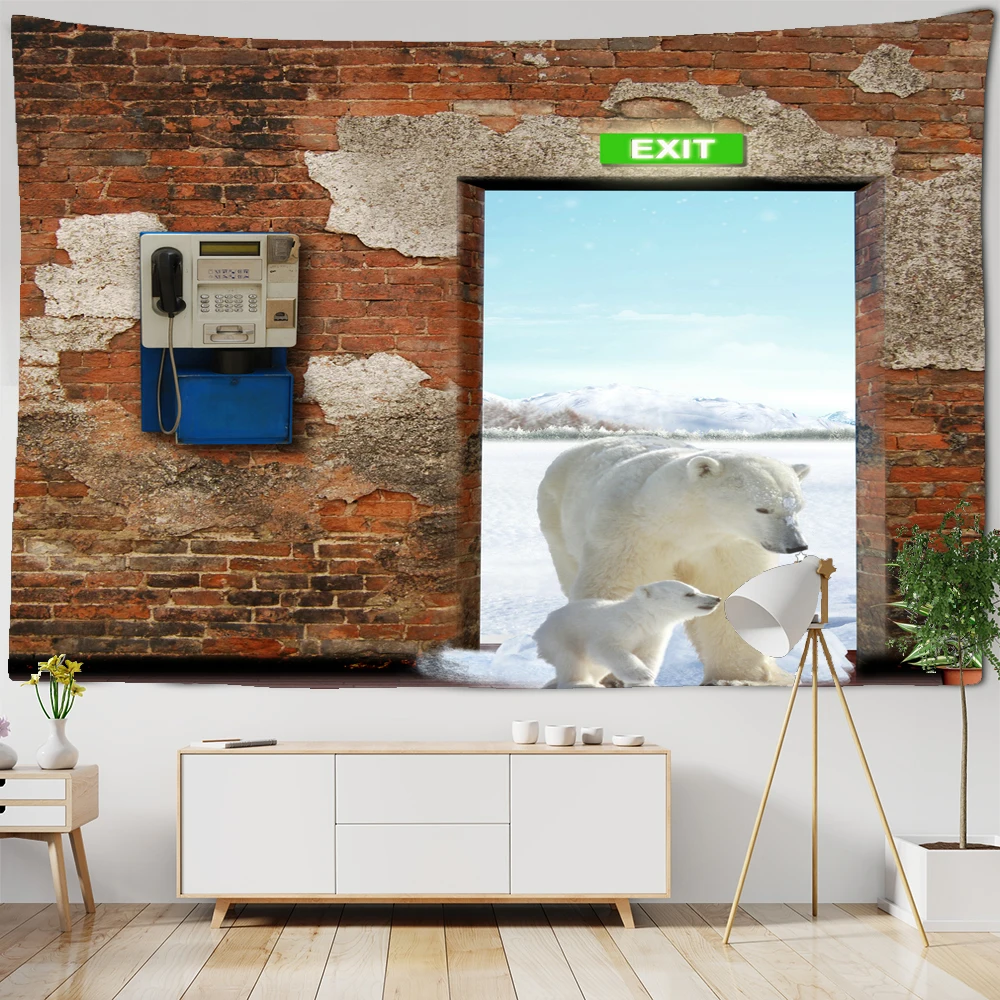 

funny bear tiger animal tapestry wall hanging aesthetics room bohemian psychedelic mandala home dormitory wall decoration