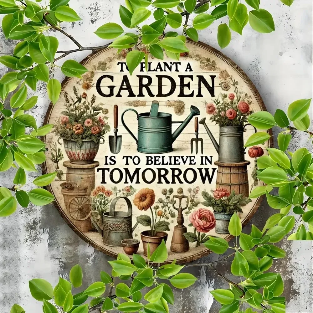 Wooden Believe in Tomorrow Garden Art - front view