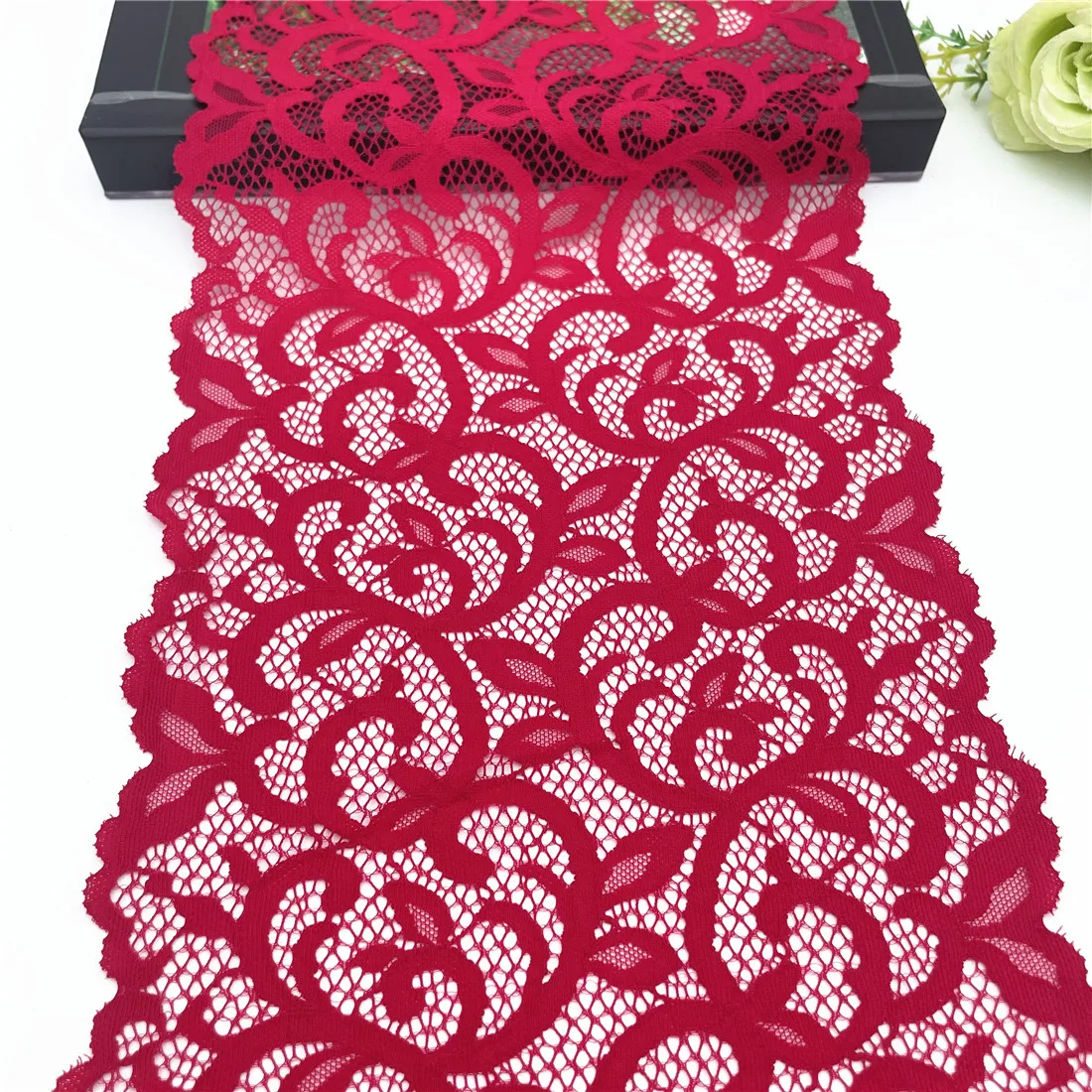 3y/lot Width 20cm Red Elastic Stretch Lace 1