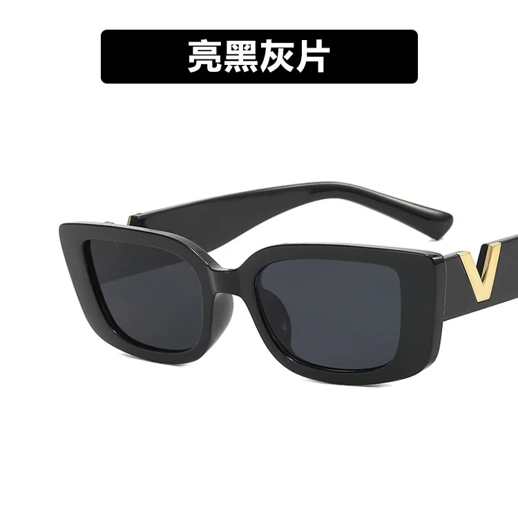 2023 Black Luxury Rectangle Women Sunglasses V Brand Designer Retro Small  Frame