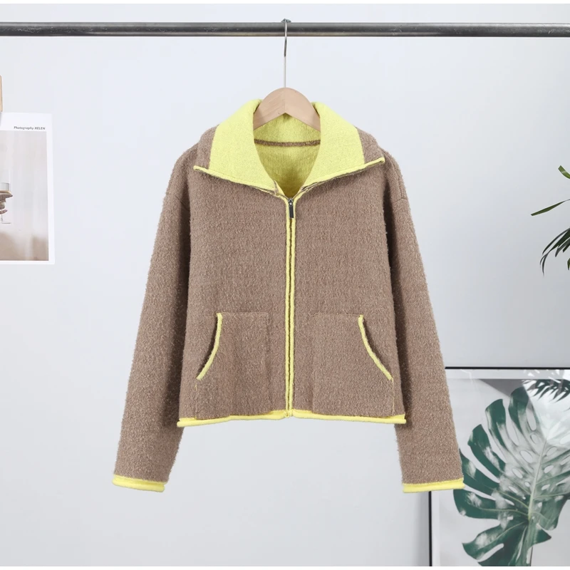 2026 Spring New Contrast Knitted Cardigan Jackets For Women Elegant Long Sleeve Pockets Zipper Sweater Street Lady Chic Outwear 18 Sed14ff0256af4c02ad0b841c880c4651E