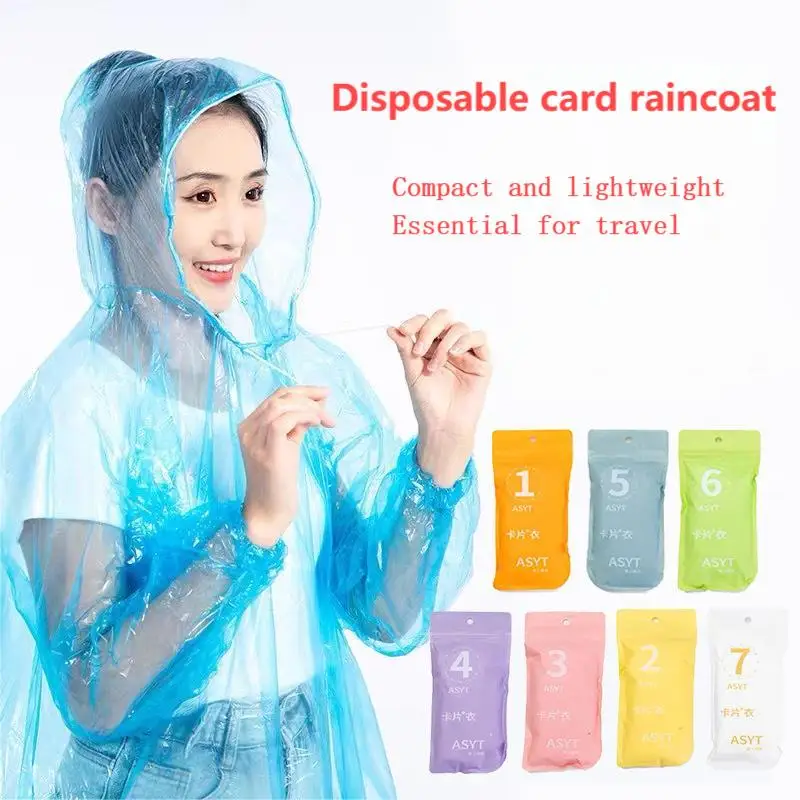 Disposable Seven Color Card Raincoat Convenient Thickened Long Outdoor Travel Raincoat