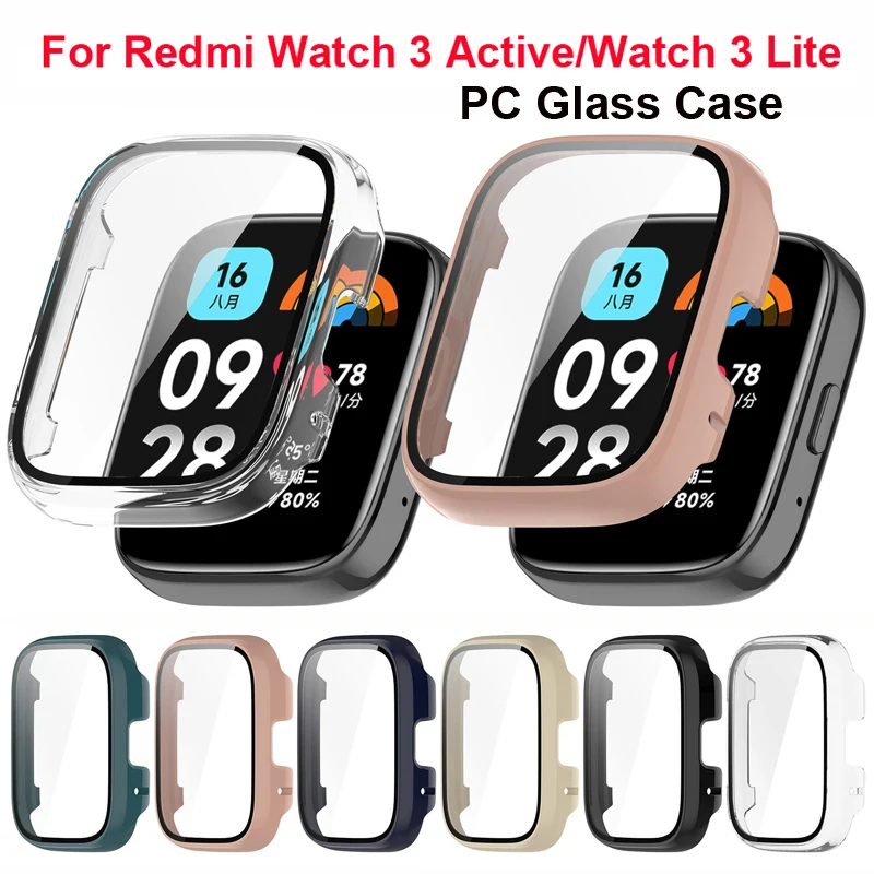 Redmi Watch 3 용 PC 보호 케이스, 액티브 스크린 보호대 강화 유리 및 커버, Redmi Watch 3 Lite용 보호 범퍼 쉘