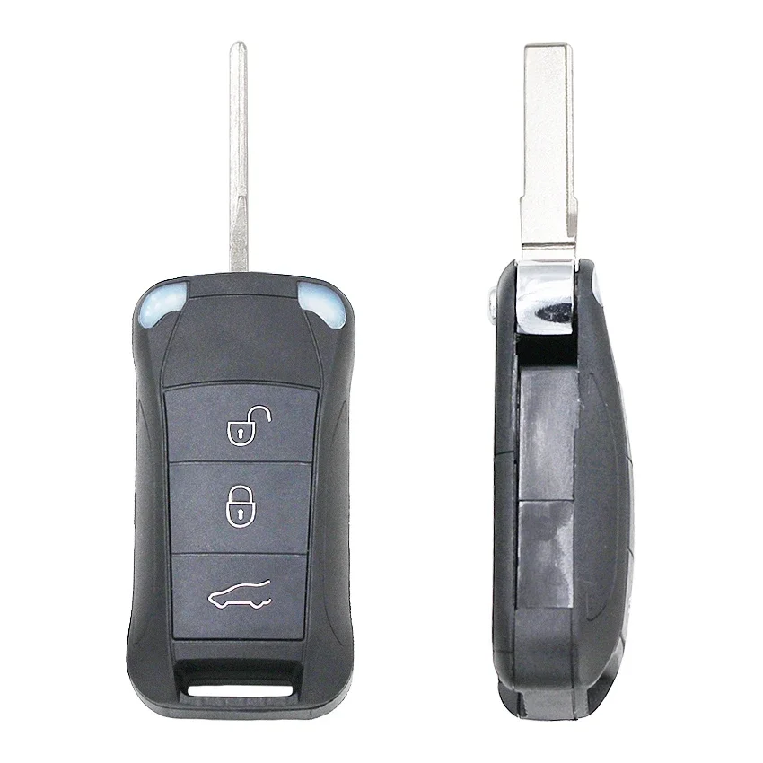 3 Buttons Flip Remote Key Shell Case Fob Porsche Cayenne Uncut HU66 Blade key case car key shell car remote key car key key shell