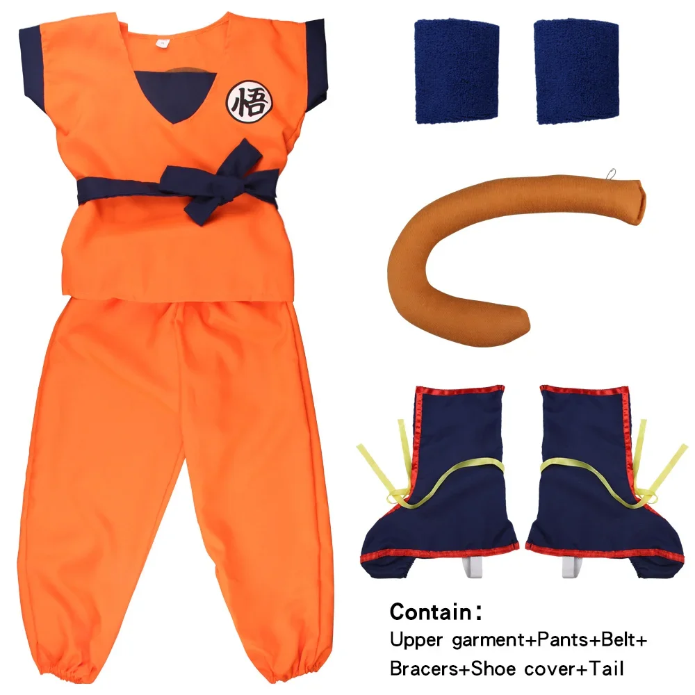 thumbnail image 1 of Disfraz de Son Goku de Anime, conjunto de peluca y zapatos, ropa de actuación para niños, accesorios para fiesta de carnaval, 1 of 5