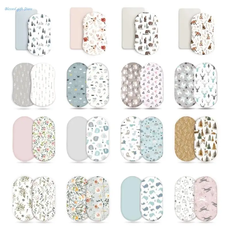 Baby Fitted Sheet Newborn Bassinet Changing Pad Cover Soft Breathable 2Pcs