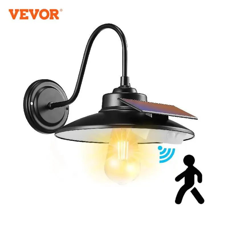 

VEVOR Solar Barn Light 3 Lighting Modes & Motion Sensor Wall Mount Farmhouse Gooseneck Lights for Yard Street Garage Shed Patio