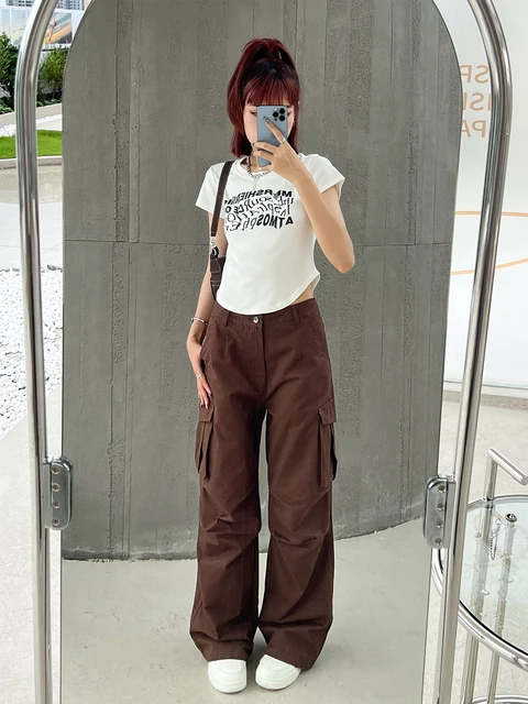 Tawaaiw Vintage Casual Baggy Wide Leg Sweatpants White Loose Drawstring Low  Waist Black Cargo Pants Women Hippie Joggers Trouser - AliExpress