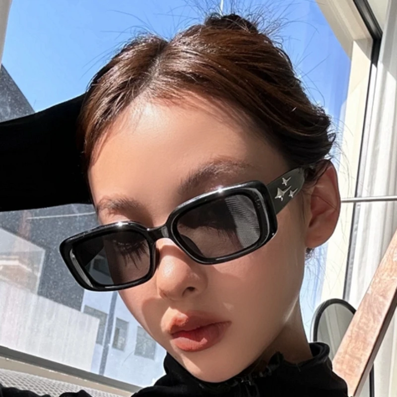 

Women Men Square Meteor Retro Sunglasses Black Broad Leg Premium Blue Light Blocking Couple Glasses UV Protection Unisex Eyewear