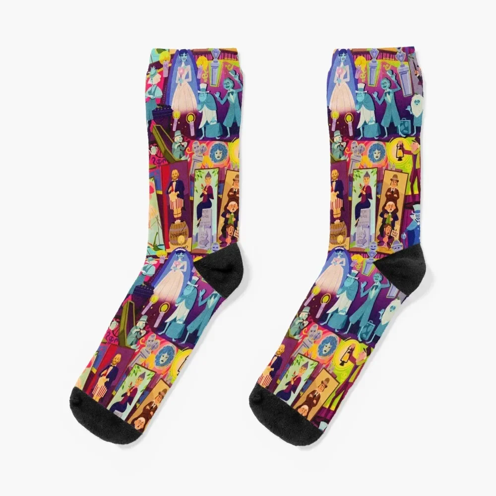 Retro Mansion Collage Socks basketball colored Men Socks Women's